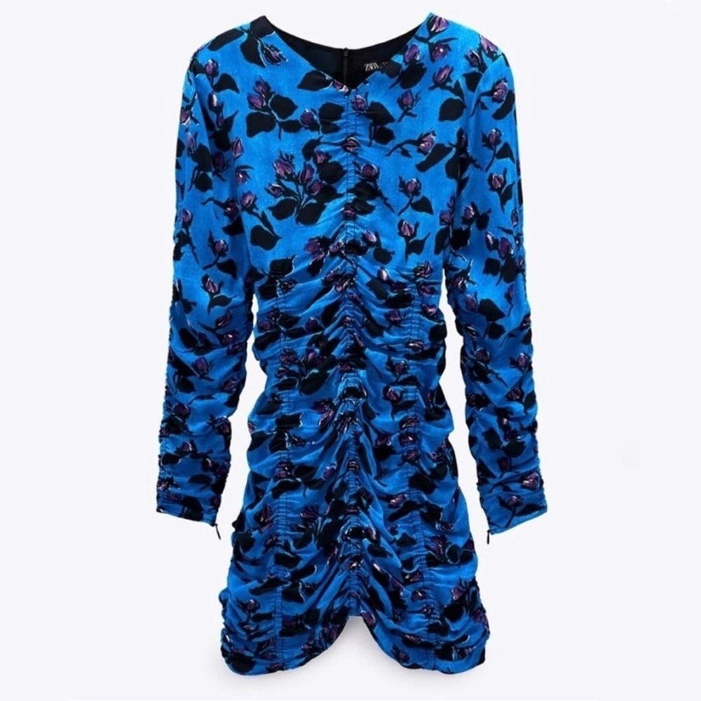 NEW Zara Ruched draped  dress - Picture 3 of 11